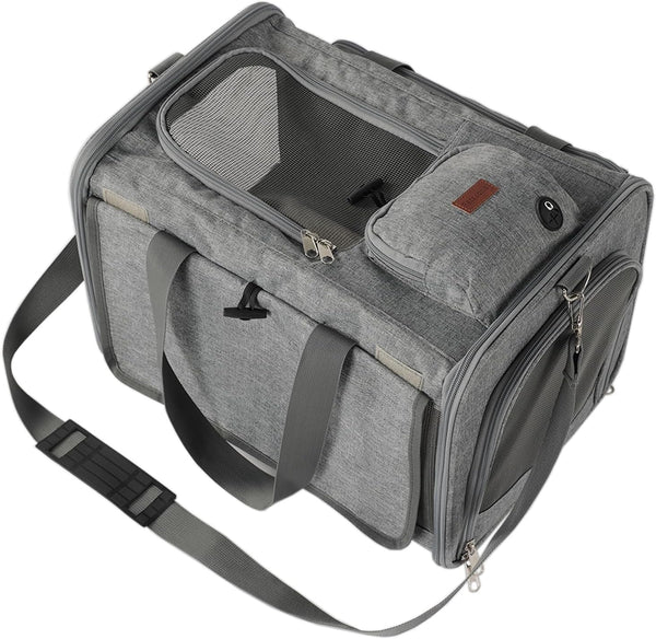 HSC PET Grey Cat Carriers Soft Small Dogs Carrier Airline Approved,Soft-Sided Pets