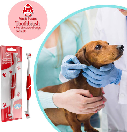 (Pack 4(Multi)) Pet Toothbrush for Dogs, Cats with Soft Bristles - Easy Teeth Cleaning & Dental Care, Non Slip Dual