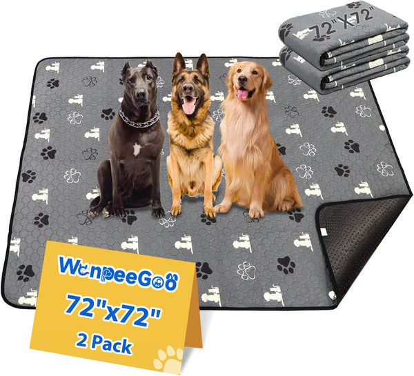 Washable Extra Large Dog Pee Pads, Absorbent Reusable Training Mat, Non-Slip, Grey 72"x72"