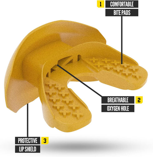 Nxtrnd One Football Mouth Guard with Strap, Fits Adult & Youth (Gold)