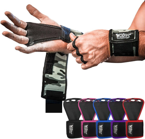 JerkFit WODies Gymnastics & Weightlifting Grips with Wrist Wraps 3 Hole Versatile