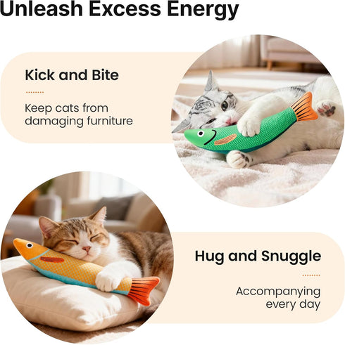 3 Pack, 9.4 Inches Potaroma Cat Toys Saury Fish, Catnip Crinkle Sound, Soft and Durable, Interactive Kitten Kicker
