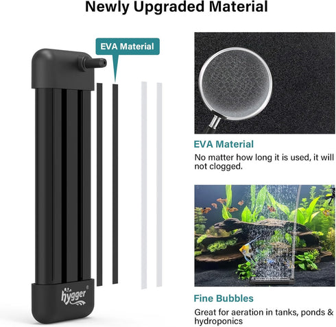 hygger Non-Clogging Fish Tank Bubbler - Aquarium Air Stone with Special EVA Material for Nano Air Pump