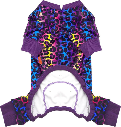 KYEESE Velvet Dog Pajamas for Small Dogs, Comfy Stretchy Doggie Pjs with Leopard Pattern, Medium Size