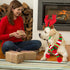 BWOGUE Dog Christmas Reindeer Elk Antlers Headband - Red-White-Green Striped Scarf Set for Dogs and Cats