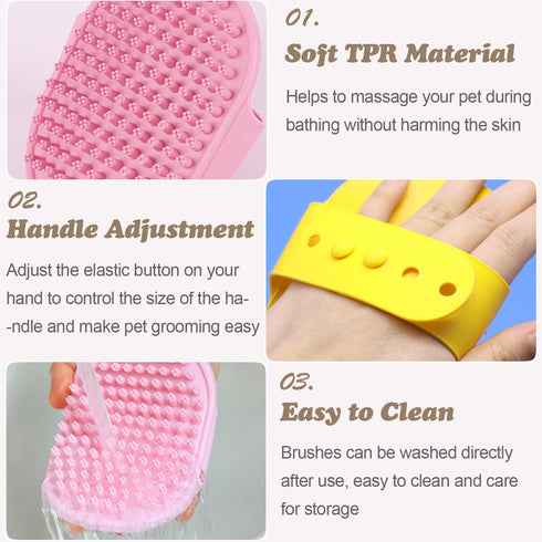 Aoche 4Pack Pet Grooming Brush Kit, Dog Bath Brush, Flea Comb, Soothing Massage Rubber Comb, Cat Tear Stain Comb