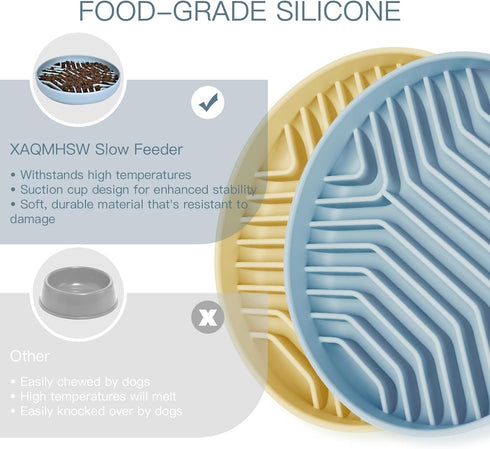 Slow Feeder Dog Bowls 2PCS, Puzzle Silicone Feeding Bowls with Suction Cups, Anti-Choking Design for Medium Small Dogs