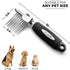Poodle Pet Dematting Fur Rake Comb Brush Tool - Dog and Cat Comb with Long 2.5 Inches Steel Safety Blades (Black)