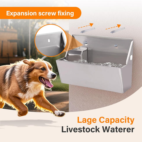 2Gal PAUQEWIE Automatic Dog Water Bowl Dispenser Auto Fill Dog Waterer Outdoor Livestock Water Trough Drinking Feeder