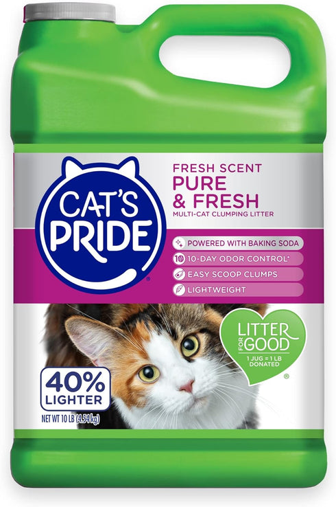 Cat's Pride Premium Lightweight Clumping Litter: Pure & Fresh, 10 Pounds - Multi-Cat, Scented, Up to 10 Days Odor