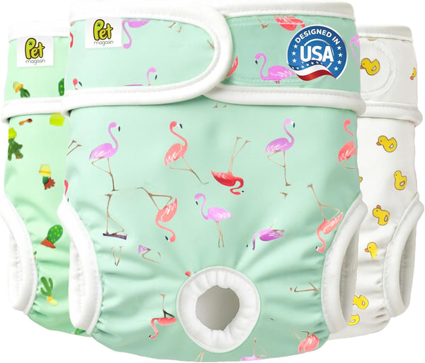 Pet Magasin Super Absorbent Reusable Dog Diapers for Females (3-Pack) - Ideal