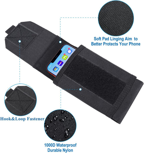 Universal Tactical MOLLE Holster - Army Mobile Phone Belt Pouch EDC Security Pack for iPhone 13 14 Pro, Samsung Galaxy