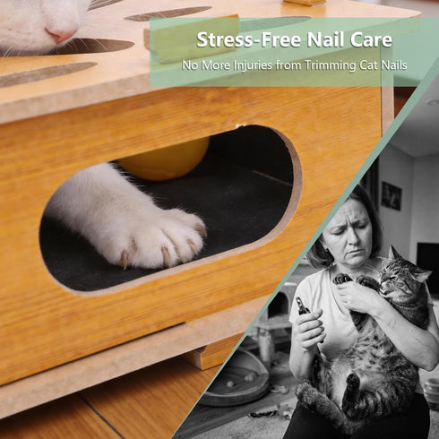 Luampo MDF Cat Nail File Enrichment Box, Scratch Puzzle with Sandpaper Surface, Stress-Free Nail Care Alternative