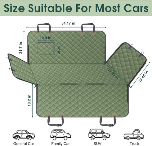 Hammock NECKORY Waterproof Dog Car Seat Cover for Back Seat - Durable, Scratch Proof Pet with Nonslip Design & Storage