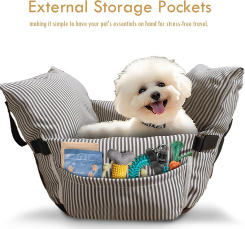 15 lbs, Dog Car Seats for Small Dogs, Puppy Car Seat Under Small Dog Bed for Travel, Elevated Pet Seat with Safety