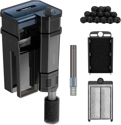 Pawfly 3 W Aquarium Filter, 15 Gallon Fish Tank Filter, 60 GPH
