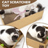 2 Pack Cat Scratcher Box with 3 PCS Scratching Pads, Reversible Cardboard Lounge Bed with Feather Toy