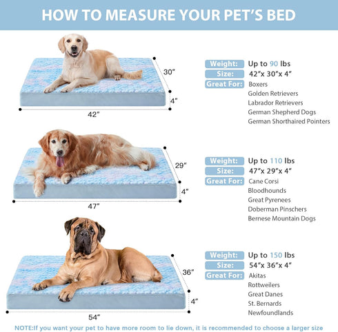 WNPETHOME Orthopedic Dog Bed for Large Dogs, XL (47 * 29 * 4in) with Egg Foam Crate, Soft Rose Plush Waterproof Cover