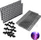 4 Pcs Aquarium Divider Tray, Plastic Grid Egg Crate Light Diffuser with 8 Pcs Sucker Clip (Black)