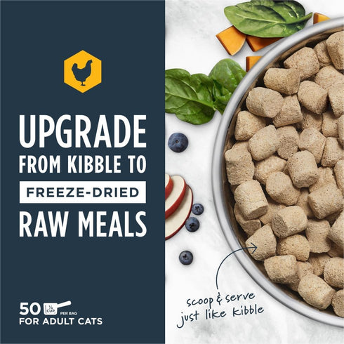 Instinct Freeze Dried Raw Meals, 25 oz - Grain Free Dry Cat Food, Chicken Recipe for Cats