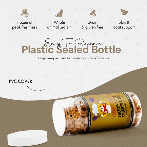 Freeze Dried Chicken Liver Cat & Dog Treats: 100% Human Grade Chicken, Healthy Raw Food, 1.75 oz