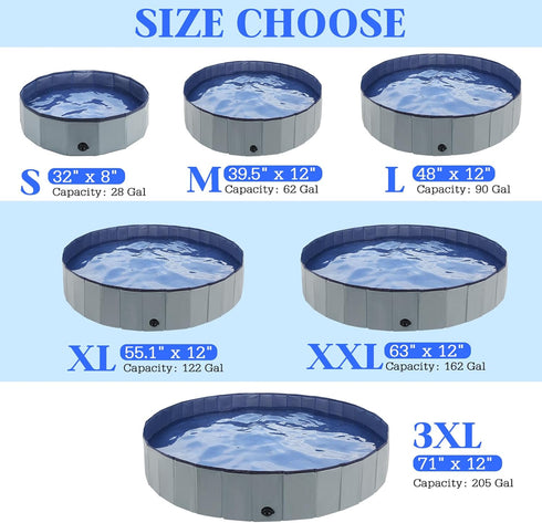 Swimming 39.5 12 Eooqi Foldable Dog Pool, Portable Pet Bath Tub and Kiddie Pool, Collapsible Bathtub for Puppies
