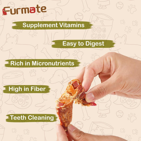 w/1% Dogs,10.58oz Chicken Jerky Wrapped Double Sweet Potato Dog Treats,Low Fat & Rawhide-Free & High Protein Dog