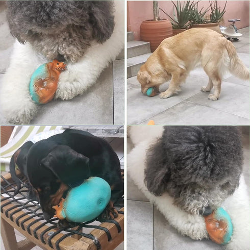 Squeaky Latex Dog Toys, Cute Dinosaur Egg Chew Toys for Training and Fetch, 5.5inch for Small Medium Large Dogs