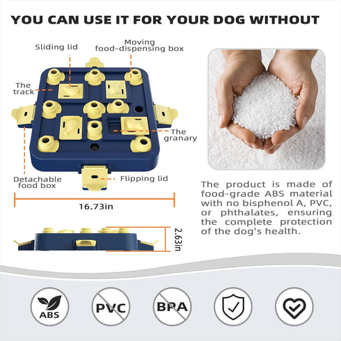 KADTC Dog Puzzle Toy for Smart Dogs, Mental Stimulation Boredom Busters, Food/Treat Feeder Level 1 2 3 Puppy Game