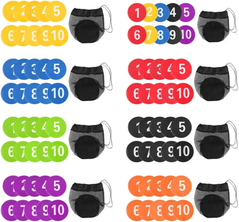 KaiYeA 10 Spot Markers Pieces Numbered Floor Spot Markers Soccer Training Training Mark Pads Flat Disc Markers
