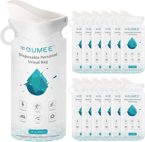 OUMEE 800ML Emergency Disposable Urinal Bags, 8/12/20/23/28 Pcs Camping Pee Bags Unisex Urine
