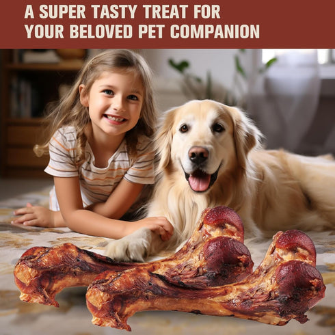 FurBite 2-Pack 3x8in Single Ingredient Beef Bones for Dogs - Natural Grass-Fed Dog Bones Long Lasting Chew
