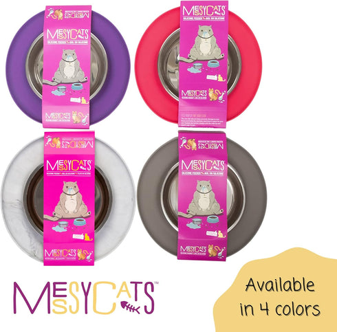 Messy Cats Single Silicone Feeder - Anti-Slip Non-Skid Cat Food Bowl, 1.75 Cups (Marble)