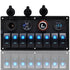 FXC 12V 24V Blue LED ON/Off Marine Multi Function Switch Panel - Waterproof 8 Gang Rocker Switch Panel