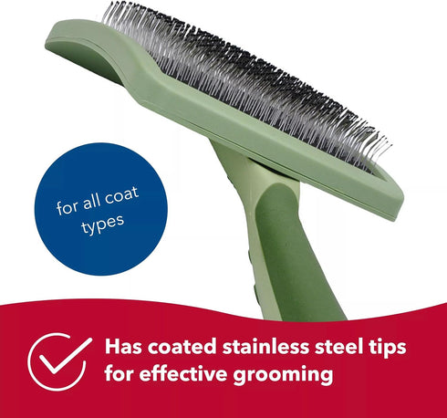 Coastal Dog Slicker Brush - Green Grooming & Shedding Brush for All Hair Types, 6.75'' x 4.25''