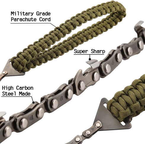 Pocket Chainsaw with Paracord Handle, 24 Inches, 11 Teeth Folding Hand Saw for Fast Wood & Tree Cutting, Emergency