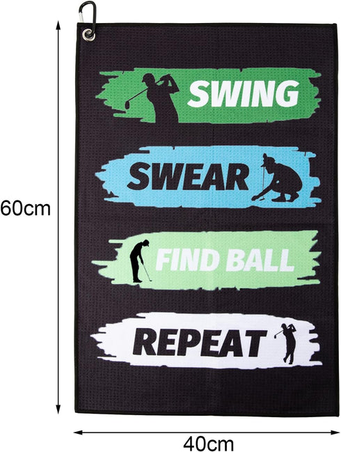 Golf Towel, Printed Golf Towels for Bags with Clip, Funny Golf Gifts for Men, Golfers, Birthday Gifts