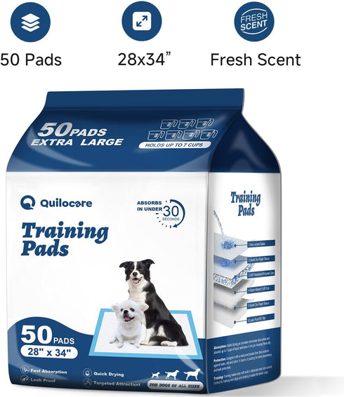 50 Count 28 34 x XL Disposable Dog Pee Pads, Super Absorbent Leakproof Quick Drying Puppy Pee Pads for Dogs, Extra