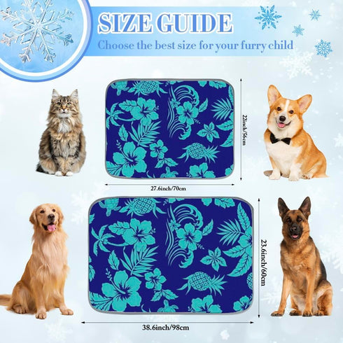 Generic 28" X22" Cat Dog Cooling Pad Ice Silk Cooling Mat for Cats Indoor Pineapple Silhouettes Cat Bed for Car
