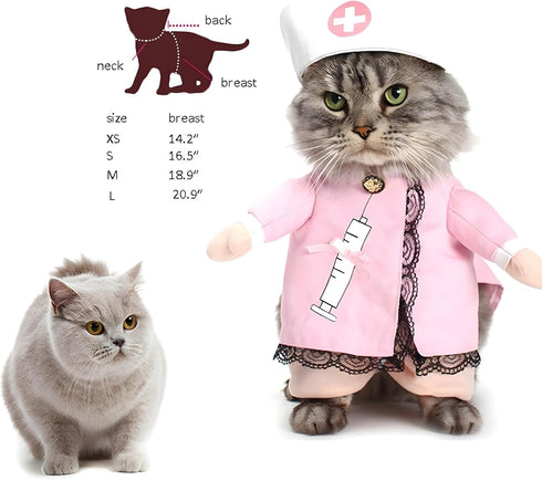 NACOCO Dog Cat Nurse Costume - Pet Nurse Clothing Halloween Jeans Outfit Apparel (XS)