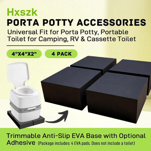 Hxszk 2-Inch 4 Pack 4x4x2 Inch Cassette Trimmable Height Lift Porta Potty Pads - Universal Base for Portable, RV