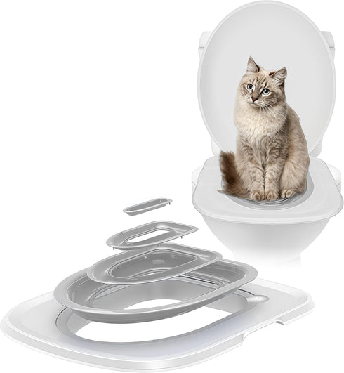 Cat Toilet Training Kit Litter Box Alternative with Tray, Reusable Potty Seat