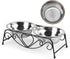 Dog Feeder, Stainless Steel Double Dog Food Bowl, Cat Water Bowls with Feeder Dishes Shelf Stand