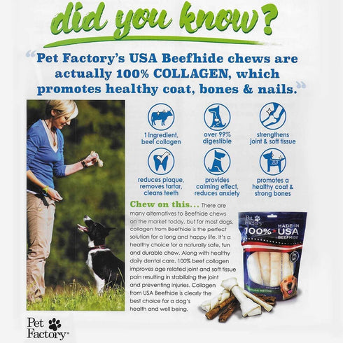 Pet Factory 100% Made in USA Beefhide Chips Dog Chew Treats, Beef & Chicken Flavor, 8 oz