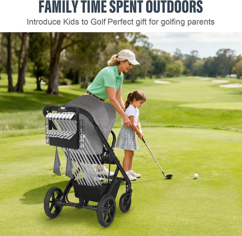 Xykzra Strollers,16-Club 12-Ball Golf Stroller Attachment - Universal Steel Golf Club Holder for & Capacity