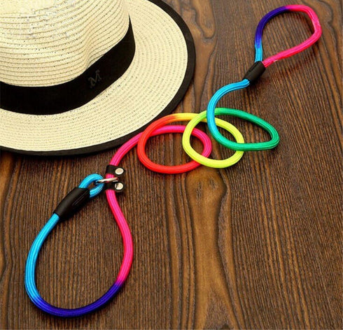 yueton Rainbow Pet Dog Nylon Leash Adjustable Loop Slip Lead Rope