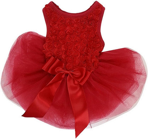 Kirei Sui Christmas Wedding Rosettes Dog Dress L Red (for Small Puppy)