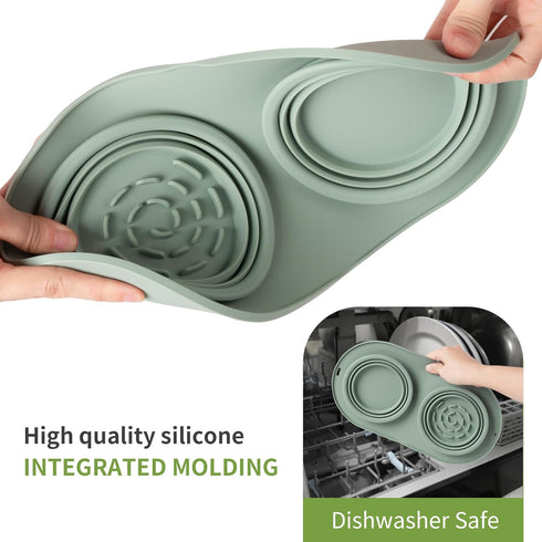 Puppy Dog Bowl, Collapsible Travel Bowls for Food and Water, No Spills, Suitable for Small and Medium Dogs (Green)