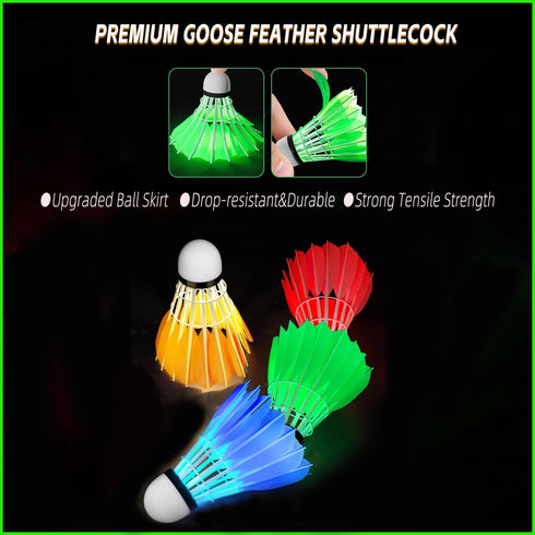 LED Badminton Shuttlecocks, Colourful Lighting Birdies, Plastic Nylon Shuttlecock, Glow in The Dark Birdie Balls (4/5/6