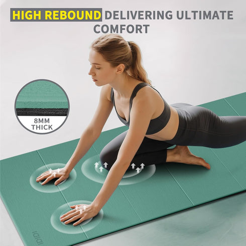 (74" 31.5" 0.32"), 8mm Foldable Yoga Mat Extra Thick & Large x x Double-Sided Non Slip & Lightweight Fitness Mat, Thick